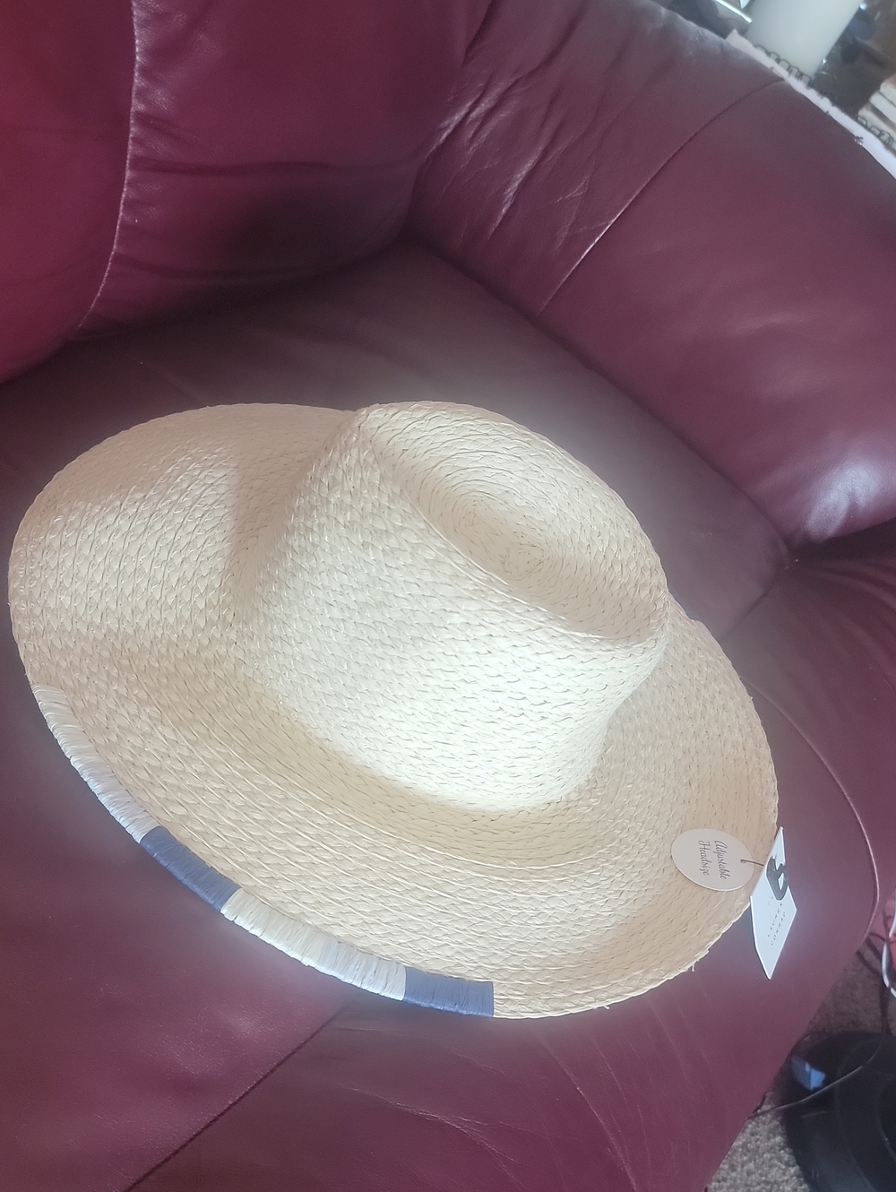 LC Lauren Conrad Natural Straw Sun Hat with Navy Trim